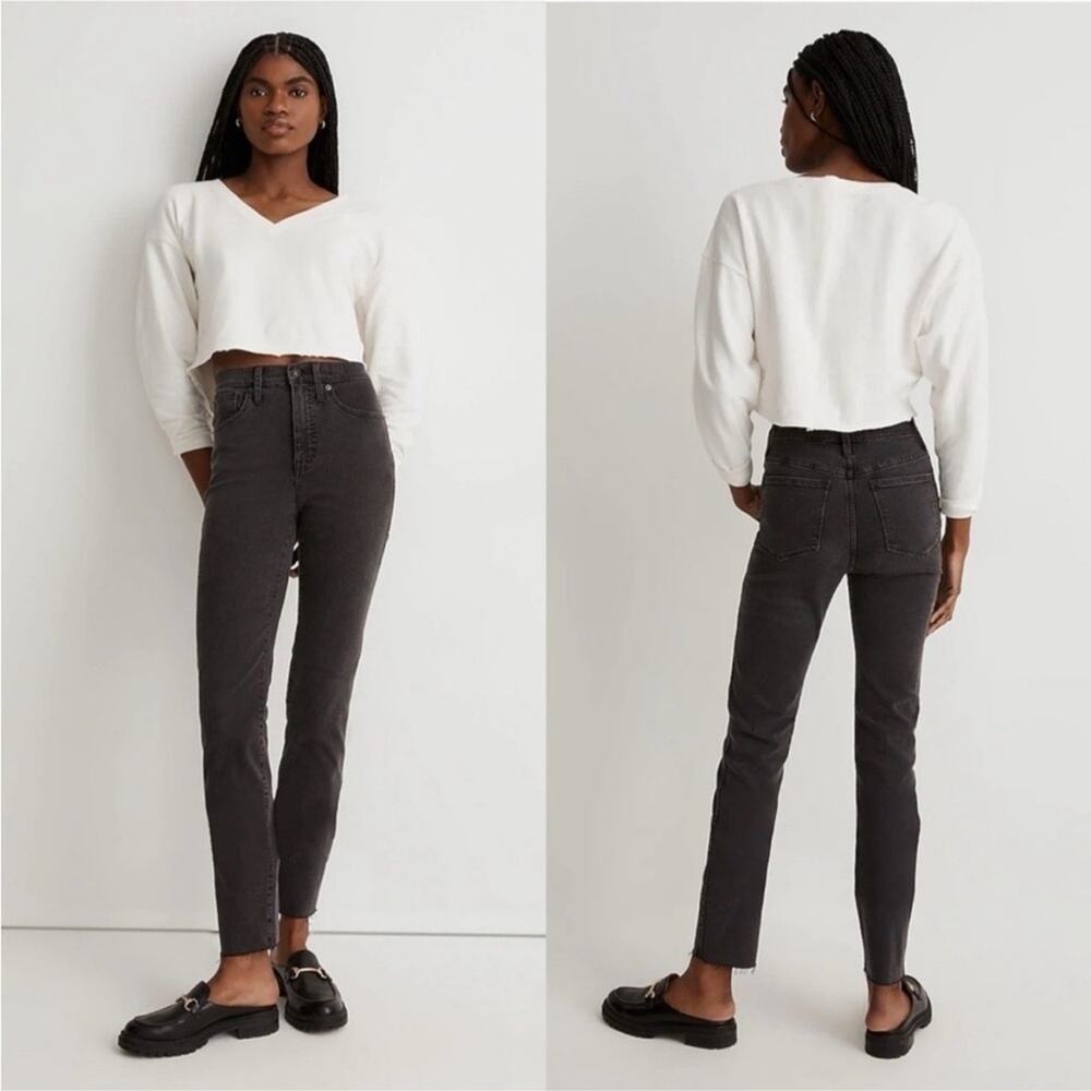 MADEWELL Stovepipe High-Rise Straight Leg Raw-Hem Jeans 26